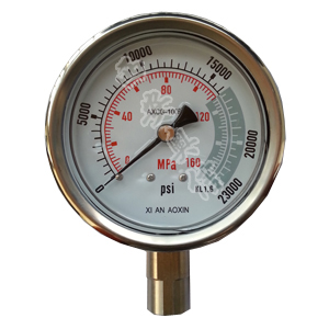 不锈钢高压压力表 AXCG-100BFM 0-160Mpa